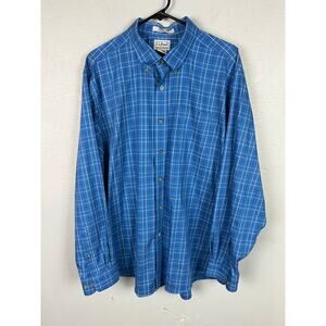 LL Bean Men’s Blue Plaid Button-Up Shirt Classic Fit Size XL